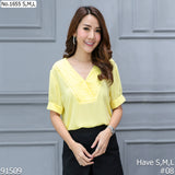 Miss Daisy : No.1655 เสื้อแขนสั้นสีพื้น | Solid Short Sleeve Blouse