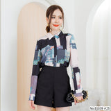 Vertier : No.81039 เสื้อแขนยาวพิมพ์ลาย | Printed Long Sleeve Blouse