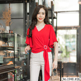 Maristar : No.1948 เสื้อแขนสั้นสีพื้น | Solid Short Sleeve Blouse