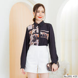 Maristar : No.2051 เสื้อแขนยาวพิมพ์ลาย | Printed Long Sleeve Blouse