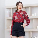 Vertier : No.81050 เสื้อแขนยาวพิมพ์ลาย | Printed Long Sleeve Blouse