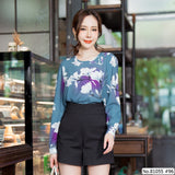 Vertier : No.81055 เสื้อแขนยาวพิมพ์ลาย | Printed Long Sleeve Blouse