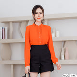 Miss Daisy : No.2071 เสื้อแขนยาวสีพื้น | Solid Long Sleeve Blouse