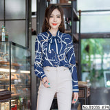 Vertier : No.81036 เสื้อแขนยาวพิมพ์ลาย | Printed Long Sleeve Blouse