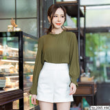Miss Daisy : No.2065 เสื้อแขนยาวสีพื้น | Solid Long Sleeve Blouse