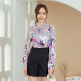 Vertier : No.81051 เสื้อแขนยาวพิมพ์ลาย | Printed Long Sleeve Blouse