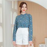 Miss Daisy : No.2058 เสื้อแขนยาวพิมพ์ลาย | Printed Long Sleeve Blouse