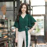 Maristar : No.1948 เสื้อแขนสั้นสีพื้น | Solid Short Sleeve Blouse