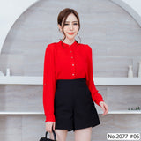 Maristar : No.2077 เสื้อแขนยาวสีพื้น | Solid Long Sleeve Blouse
