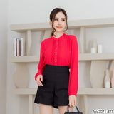 Miss Daisy : No.2071 เสื้อแขนยาวสีพื้น | Solid Long Sleeve Blouse