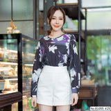 Vertier : No.81055 เสื้อแขนยาวพิมพ์ลาย | Printed Long Sleeve Blouse