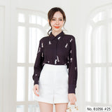 Vertier : No.81056 เสื้อแขนยาวพิมพ์ลาย | Printed Long Sleeve Blouse