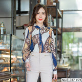 Vertier : No.81037 เสื้อแขนยาวพิมพ์ลาย | Printed Long Sleeve Blouse