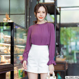Miss Daisy : No.2065 เสื้อแขนยาวสีพื้น | Solid Long Sleeve Blouse