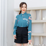 Miss Daisy : No.2067 เสื้อแขนยาวพิมพ์ลาย | Printed Long Sleeve Blouse