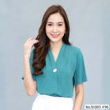 Vertier : No.91003 เสื้อแขนสั้นสีพื้น | Solid Long Sleeve Blouse