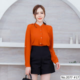 Maristar : No.2077 เสื้อแขนยาวสีพื้น | Solid Long Sleeve Blouse