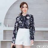 Maristar : No.2075 เสื้อแขนยาวพิมพ์ลาย | Printed Long Sleeve Blouse