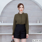 Maristar : No.2078 เสื้อแขนยาวสีพื้น | Solid Long Sleeve Blouse