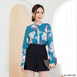 Maristar : No.1938 เสื้อแขนยาวพิมพ์ลาย | Printed Long Sleeve Blouse