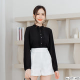 Miss Daisy : No.2071 เสื้อแขนยาวสีพื้น | Solid Long Sleeve Blouse