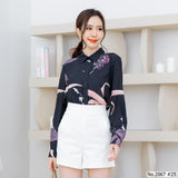 Miss Daisy : No.2067 เสื้อแขนยาวพิมพ์ลาย | Printed Long Sleeve Blouse