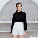 Maristar : No.2077 เสื้อแขนยาวสีพื้น | Solid Long Sleeve Blouse