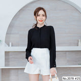 Maristar : No.2078 เสื้อแขนยาวสีพื้น | Solid Long Sleeve Blouse