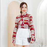 Maristar : No.2057 เสื้อแขนยาวพิมพ์ลาย | Printed Long Sleeve Blouse