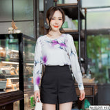 Vertier : No.81055 เสื้อแขนยาวพิมพ์ลาย | Printed Long Sleeve Blouse