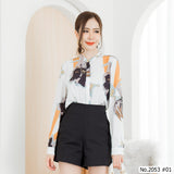 Maristar : No.2053 เสื้อแขนยาวพิมพ์ลาย | Printed Long Sleeve Blouse