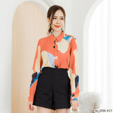 Maristar : No.2056 เสื้อแขนยาวพิมพ์ลาย | Printed Long Sleeve Blouse