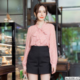 Vertier : No.81058 เสื้อแขนยาวพิมพ์ลาย | Printed Long Sleeve Blouse
