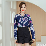 Vertier : No.81051 เสื้อแขนยาวพิมพ์ลาย | Printed Long Sleeve Blouse