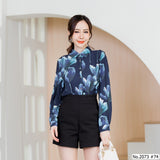 Maristar : No.2073 เสื้อแขนยาวพิมพ์ลาย | Printed Long Sleeve Blouse