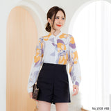 Maristar : No.1938 เสื้อแขนยาวพิมพ์ลาย | Printed Long Sleeve Blouse
