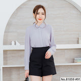 Vertier : No.81059 เสื้อแขนยาวสีพื้น | Solid Long Sleeve Blouse