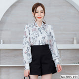 Maristar : No.2075 เสื้อแขนยาวพิมพ์ลาย | Printed Long Sleeve Blouse
