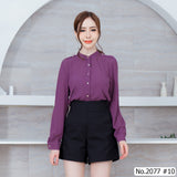 Maristar : No.2077 เสื้อแขนยาวสีพื้น | Solid Long Sleeve Blouse