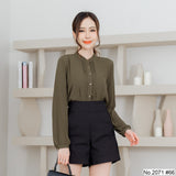 Miss Daisy : No.2071 เสื้อแขนยาวสีพื้น | Solid Long Sleeve Blouse