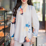 Maristar : No.1969 เสื้อแขนยาวพิมพ์ลาย | Printed Long Sleeve Blouse