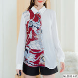 Maristar : No.2032 เสื้อแขนยาวพิมพ์ลาย | Printed Long Sleeve Blouse