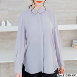 Vertier : No.81059 เสื้อแขนยาวสีพื้น | Solid Long Sleeve Blouse