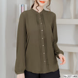 Miss Daisy : No.2071 เสื้อแขนยาวสีพื้น | Solid Long Sleeve Blouse