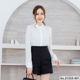 Vertier : No.81059 เสื้อแขนยาวสีพื้น | Solid Long Sleeve Blouse