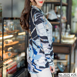 Maristar : No.2025 เสื้อแขนยาวพิมพ์ลาย | Printed Long Sleeve Blouse