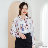 Maristar : No.2035 เสื้อแขนยาวพิมพ์ลาย | Printed Long Sleeve Blouse