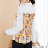 Maristar : No.2051 เสื้อแขนยาวพิมพ์ลาย | Printed Long Sleeve Blouse