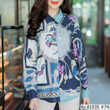 Vertier : No.81035 เสื้อแขนยาวพิมพ์ลาย | Printed Long Sleeve Blouse