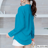 Maristar : No.2078 เสื้อแขนยาวสีพื้น | Solid Long Sleeve Blouse
